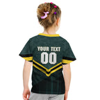 Personalised Kangaroos Rugby Kid T Shirt Australia Rugby Mascot Green Gold Sport