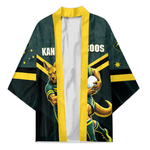 Personalised Kangaroos Rugby Kimono Australia Rugby Mascot Green Gold Sport