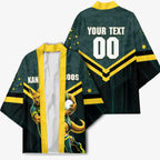 Personalised Kangaroos Rugby Kimono Australia Rugby Mascot Green Gold Sport