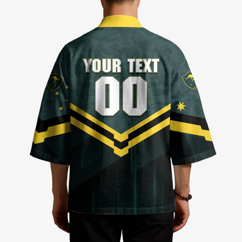 Personalised Kangaroos Rugby Kimono Australia Rugby Mascot Green Gold Sport