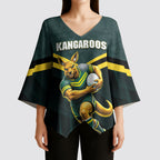 Personalised Kangaroos Rugby Kimono Sleeve Blouse Australia Rugby Mascot Green Gold Sport