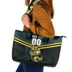 Personalised Kangaroos Rugby Leather Tote Bag Australia Rugby Mascot Green Gold Sport