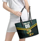 Personalised Kangaroos Rugby Leather Tote Bag Australia Rugby Mascot Green Gold Sport
