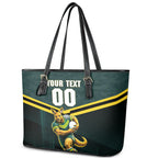 Personalised Kangaroos Rugby Leather Tote Bag Australia Rugby Mascot Green Gold Sport