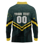 Personalised Kangaroos Rugby Long Sleeve Polo Shirt Australia Rugby Mascot Green Gold Sport