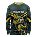 Personalised Kangaroos Rugby Long Sleeve Shirt Australia Rugby Mascot Green Gold Sport