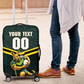 Personalised Kangaroos Rugby Luggage Cover Australia Rugby Mascot Green Gold Sport