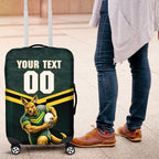 Personalised Kangaroos Rugby Luggage Cover Australia Rugby Mascot Green Gold Sport