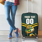 Personalised Kangaroos Rugby Luggage Cover Australia Rugby Mascot Green Gold Sport