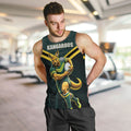 Personalised Kangaroos Rugby Men Tank Top Australia Rugby Mascot Green Gold Sport