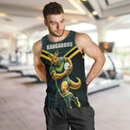 Personalised Kangaroos Rugby Men Tank Top Australia Rugby Mascot Green Gold Sport