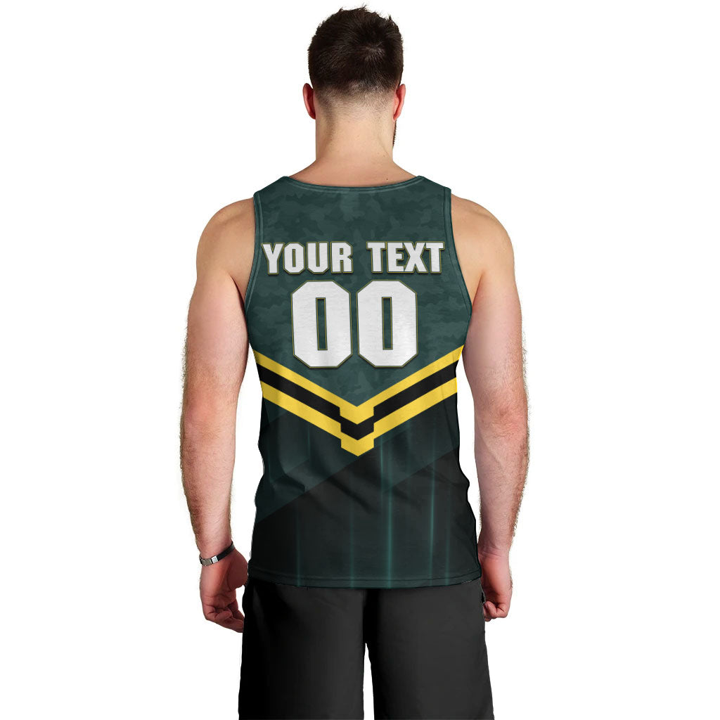 Personalised Kangaroos Rugby Men Tank Top Australia Rugby Mascot Green Gold Sport