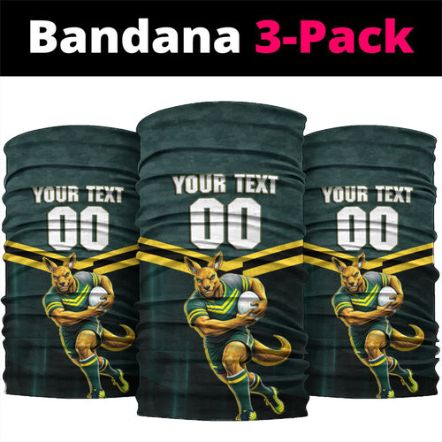 Personalised Kangaroos Rugby Neck Gaiter Australia Rugby Mascot Green Gold Sport