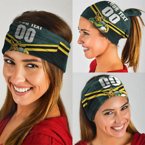 Personalised Kangaroos Rugby Neck Gaiter Australia Rugby Mascot Green Gold Sport