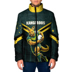 Personalised Kangaroos Rugby Padded Jacket Australia Rugby Mascot Green Gold Sport