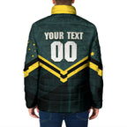 Personalised Kangaroos Rugby Padded Jacket Australia Rugby Mascot Green Gold Sport