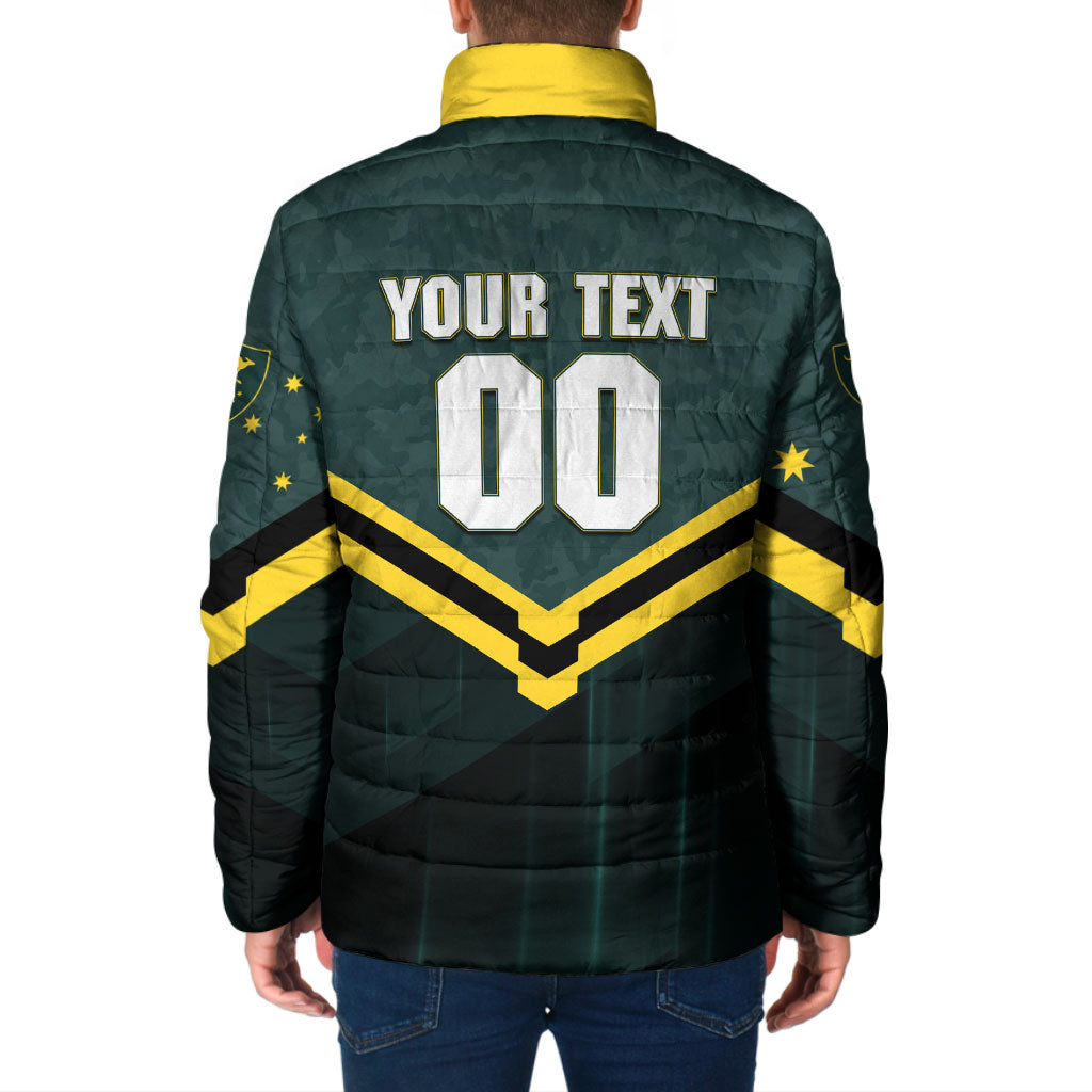 Personalised Kangaroos Rugby Padded Jacket Australia Rugby Mascot Green Gold Sport