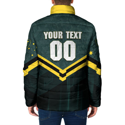 Personalised Kangaroos Rugby Padded Jacket Australia Rugby Mascot Green Gold Sport