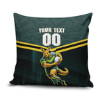 Personalised Kangaroos Rugby Pillow Cover Australia Rugby Mascot Green Gold Sport