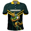 Personalised Kangaroos Rugby Polo Shirt Australia Rugby Mascot Green Gold Sport