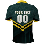 Personalised Kangaroos Rugby Polo Shirt Australia Rugby Mascot Green Gold Sport