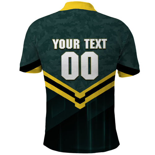 Personalised Kangaroos Rugby Polo Shirt Australia Rugby Mascot Green Gold Sport