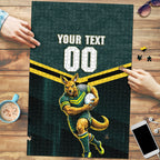 Personalised Kangaroos Rugby Puzzle Australia Rugby Mascot Green Gold Sport