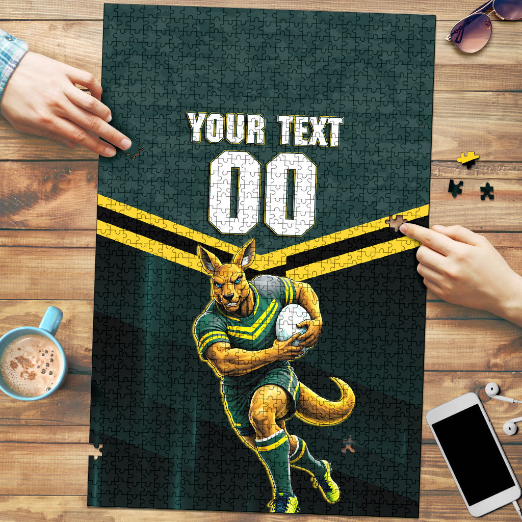 Personalised Kangaroos Rugby Puzzle Australia Rugby Mascot Green Gold Sport