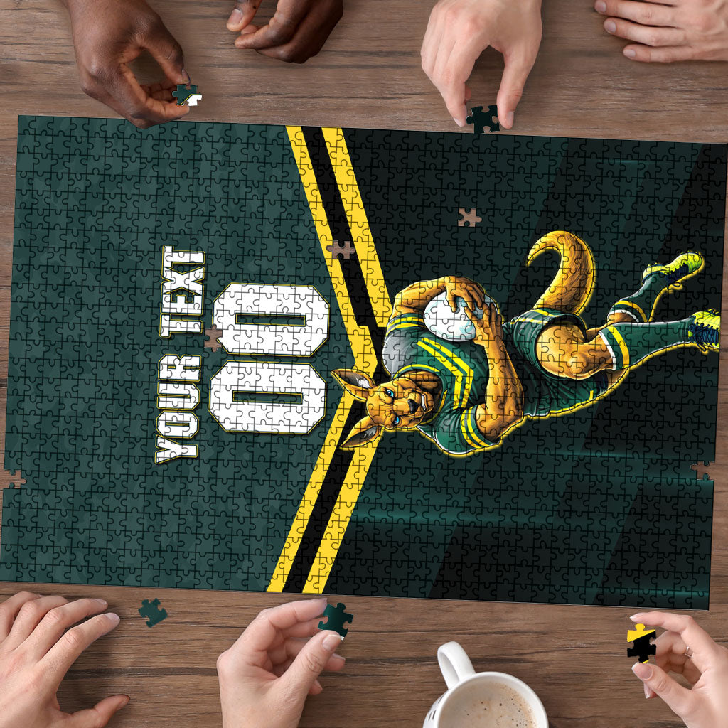 Personalised Kangaroos Rugby Puzzle Australia Rugby Mascot Green Gold Sport