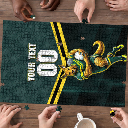 Personalised Kangaroos Rugby Puzzle Australia Rugby Mascot Green Gold Sport