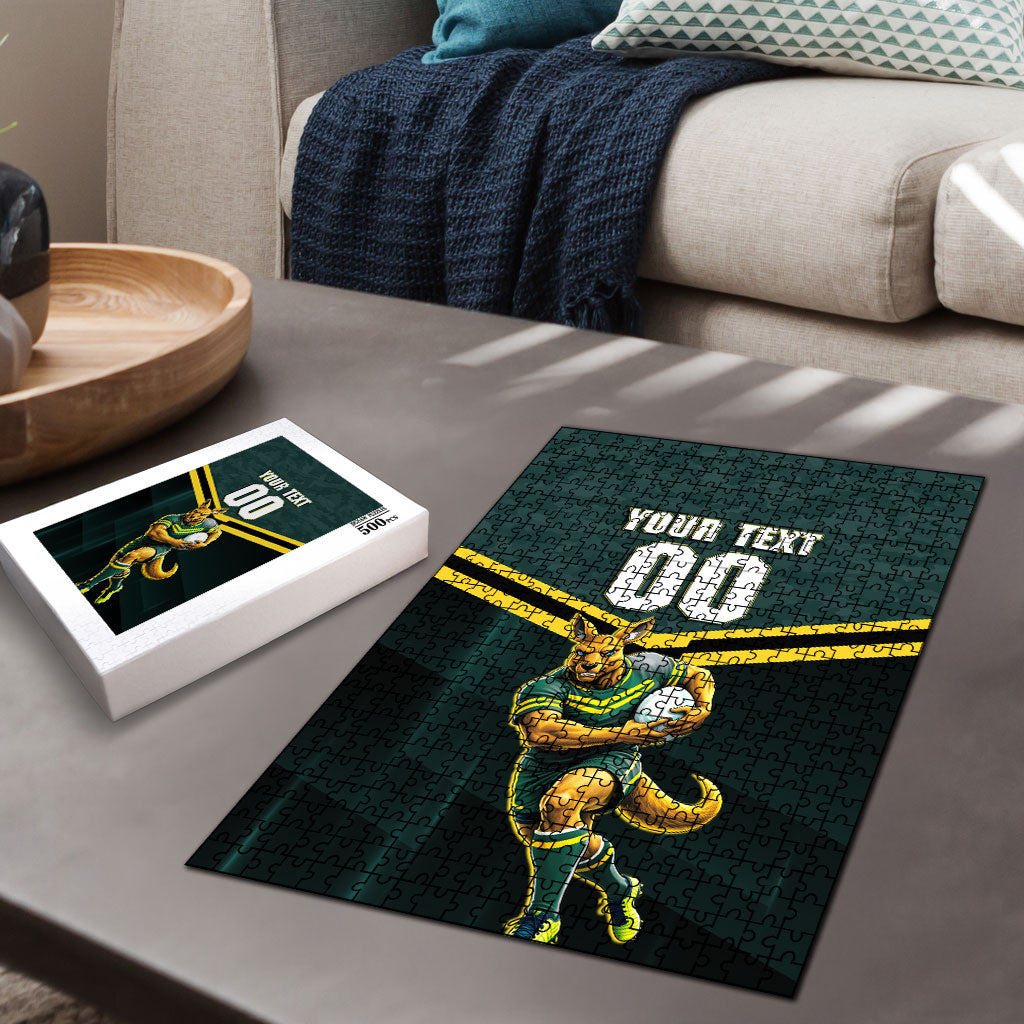 Personalised Kangaroos Rugby Puzzle Australia Rugby Mascot Green Gold Sport