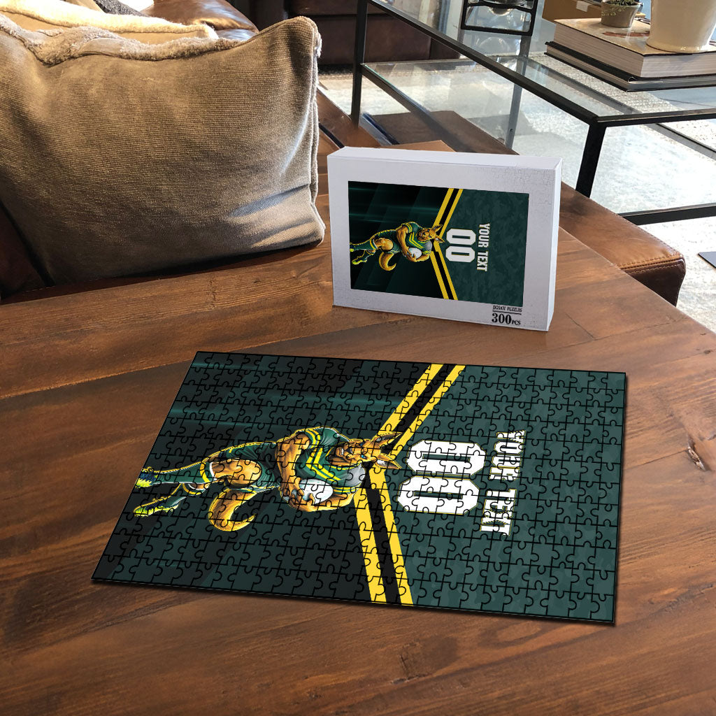 Personalised Kangaroos Rugby Puzzle Australia Rugby Mascot Green Gold Sport