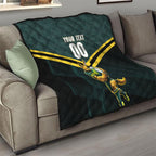 Personalised Kangaroos Rugby Quilt Australia Rugby Mascot Green Gold Sport