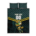 Personalised Kangaroos Rugby Quilt Bed Set Australia Rugby Mascot Green Gold Sport
