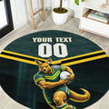 Personalised Kangaroos Rugby Round Carpet Australia Rugby Mascot Green Gold Sport