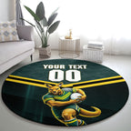 Personalised Kangaroos Rugby Round Carpet Australia Rugby Mascot Green Gold Sport