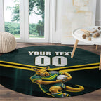 Personalised Kangaroos Rugby Round Carpet Australia Rugby Mascot Green Gold Sport