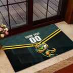 Personalised Kangaroos Rugby Rubber Doormat Australia Rugby Mascot Green Gold Sport