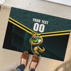 Personalised Kangaroos Rugby Rubber Doormat Australia Rugby Mascot Green Gold Sport