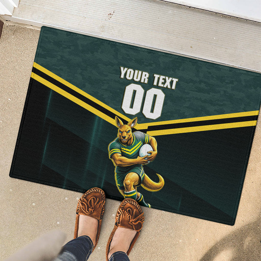 Personalised Kangaroos Rugby Rubber Doormat Australia Rugby Mascot Green Gold Sport