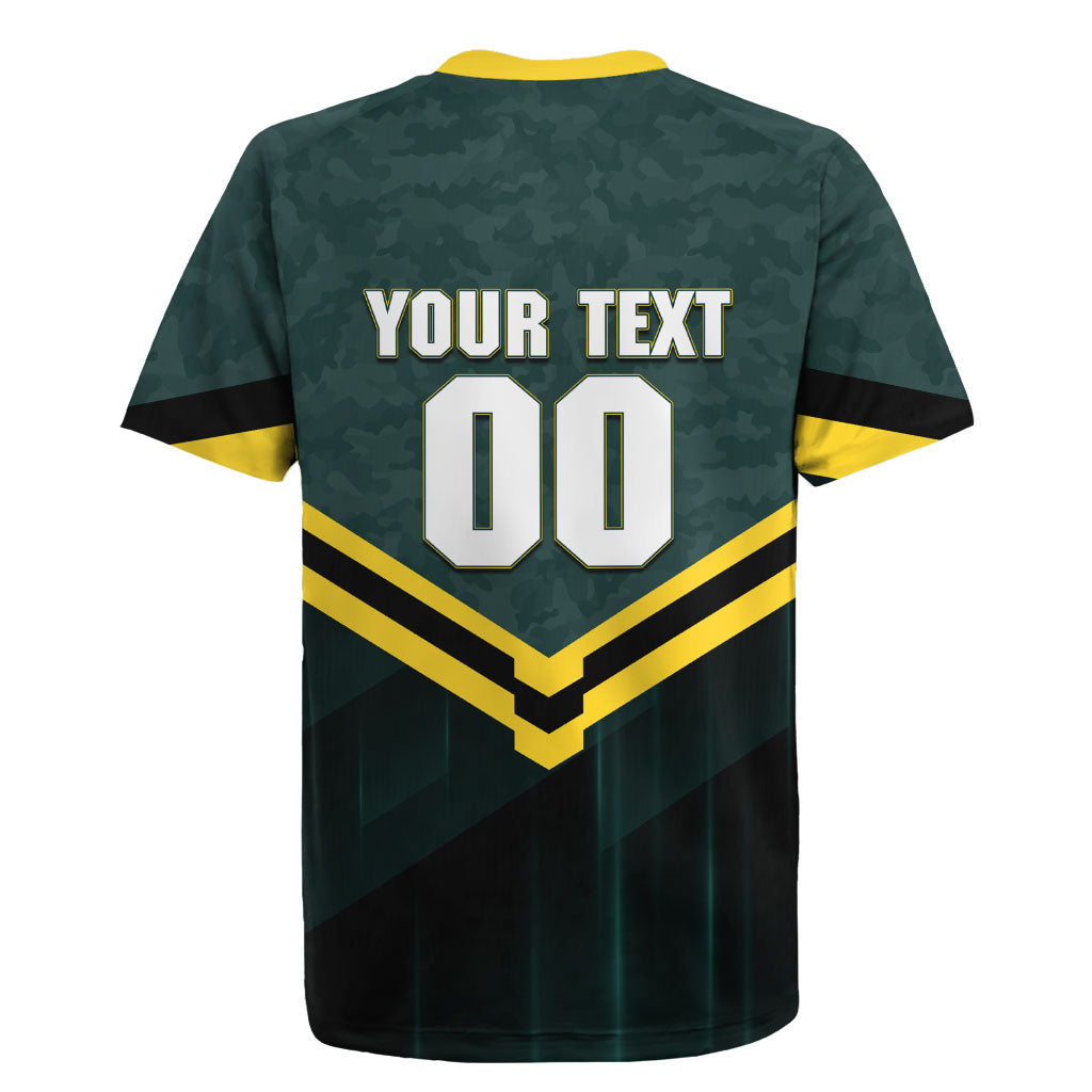 Personalised Kangaroos Rugby Rugby Jersey Australia Rugby Mascot Green Gold Sport
