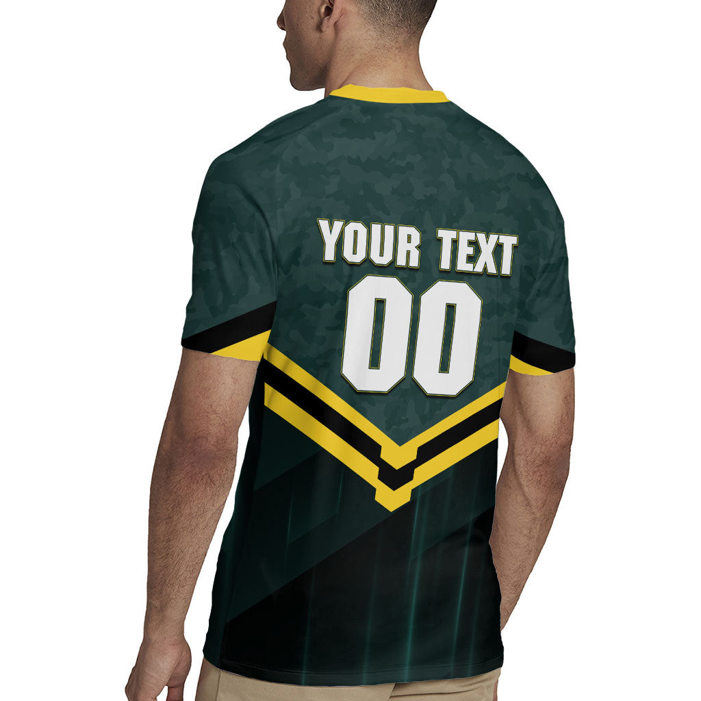 Personalised Kangaroos Rugby Rugby Jersey Australia Rugby Mascot Green Gold Sport