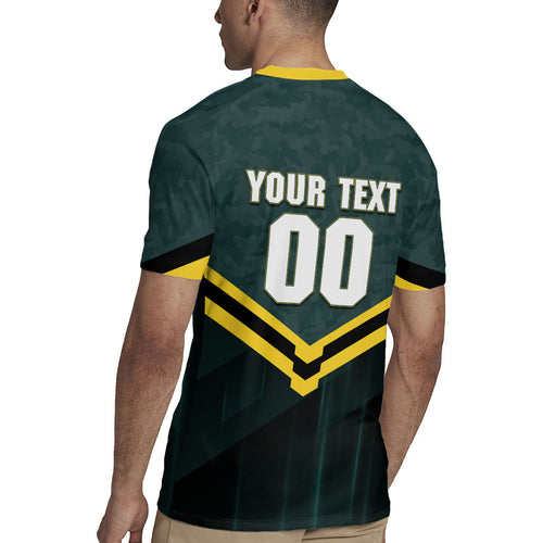 Personalised Kangaroos Rugby Rugby Jersey Australia Rugby Mascot Green Gold Sport
