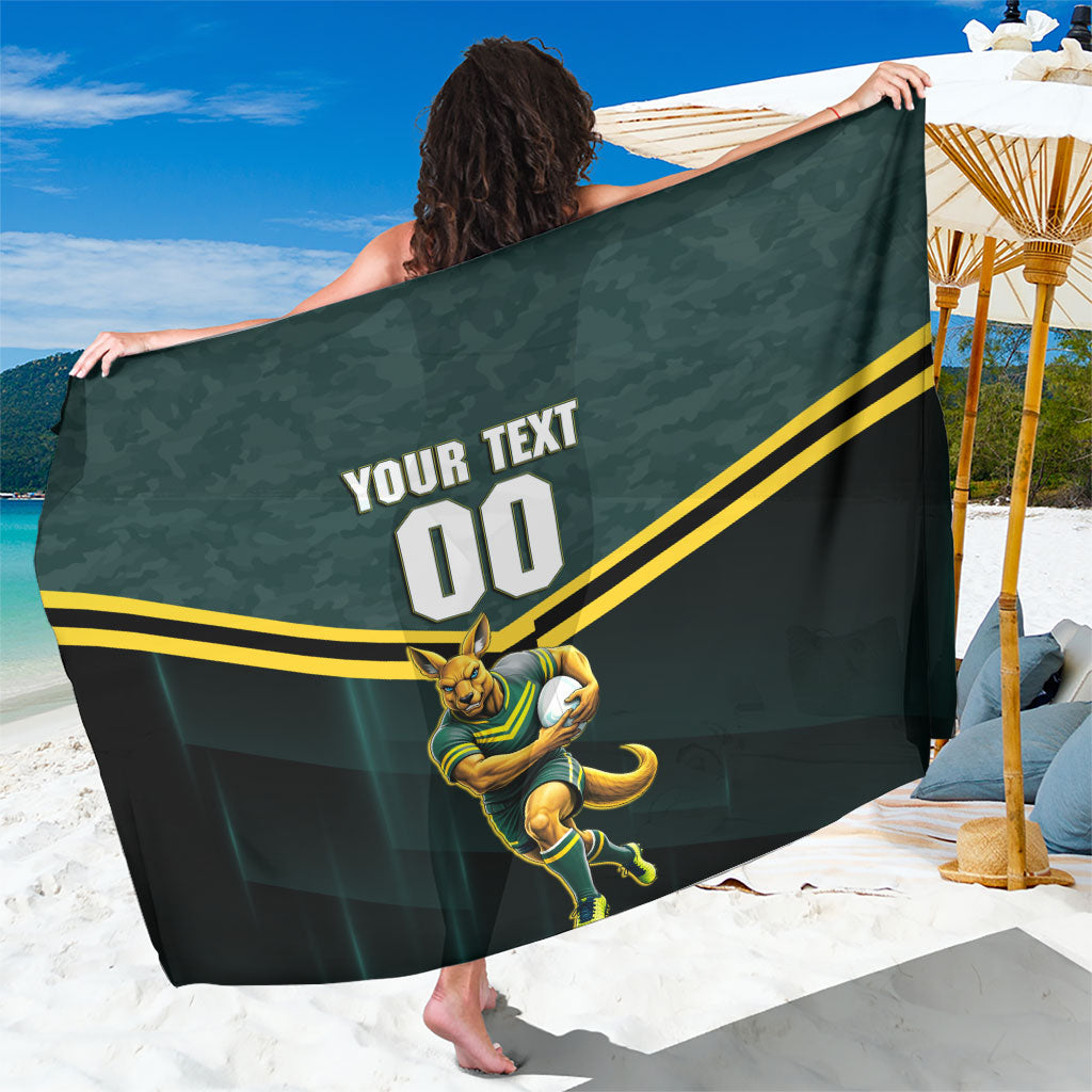 Personalised Kangaroos Rugby Sarong Australia Rugby Mascot Green Gold Sport