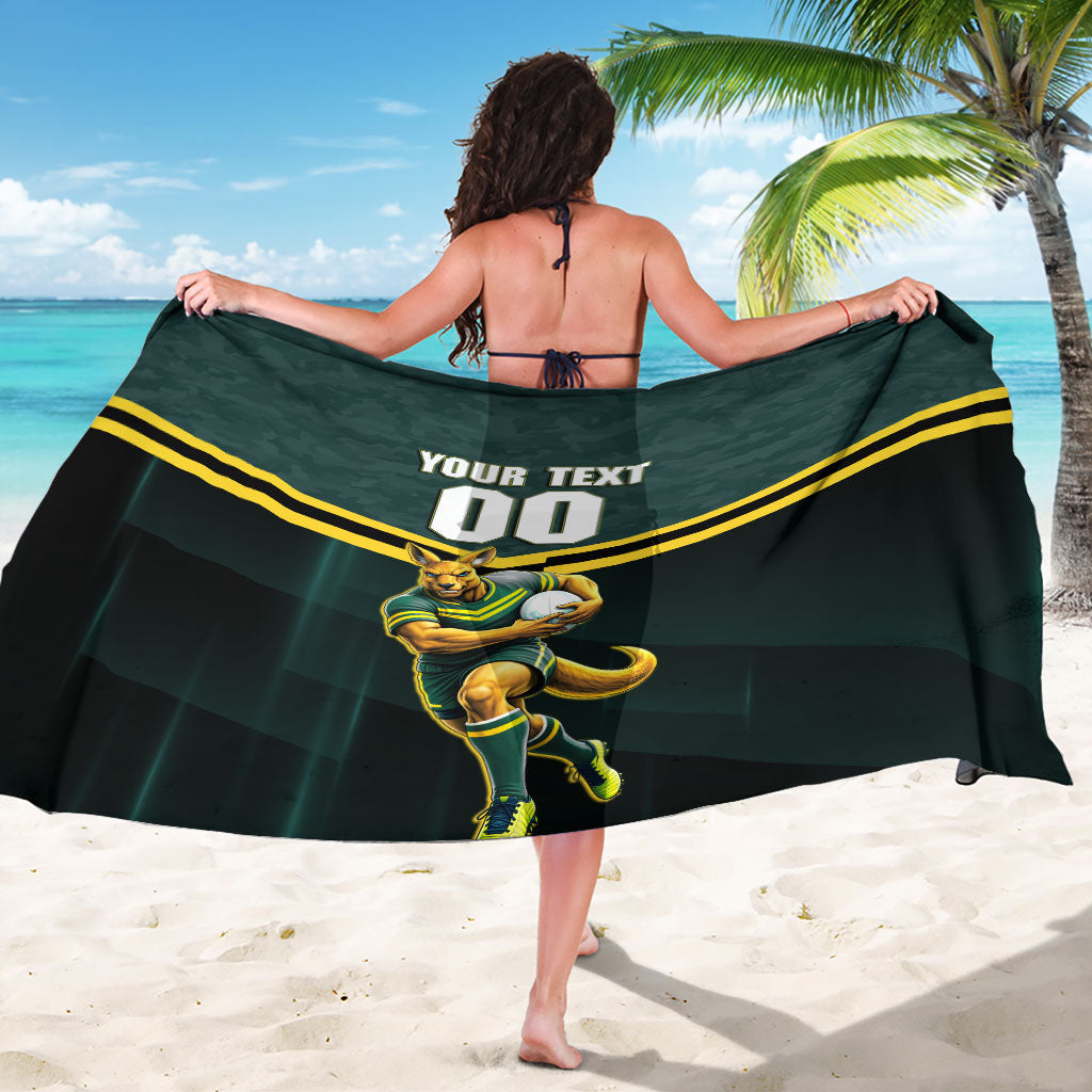 Personalised Kangaroos Rugby Sarong Australia Rugby Mascot Green Gold Sport