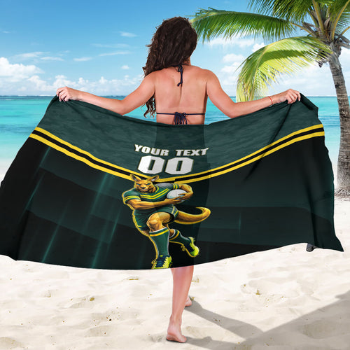 Personalised Kangaroos Rugby Sarong Australia Rugby Mascot Green Gold Sport