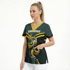 Personalised Kangaroos Rugby Scrub Top Australia Rugby Mascot Green Gold Sport