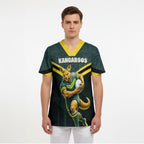 Personalised Kangaroos Rugby Scrub Top Australia Rugby Mascot Green Gold Sport