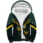 Personalised Kangaroos Rugby Sherpa Hoodie Australia Rugby Mascot Green Gold Sport