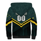Personalised Kangaroos Rugby Sherpa Hoodie Australia Rugby Mascot Green Gold Sport